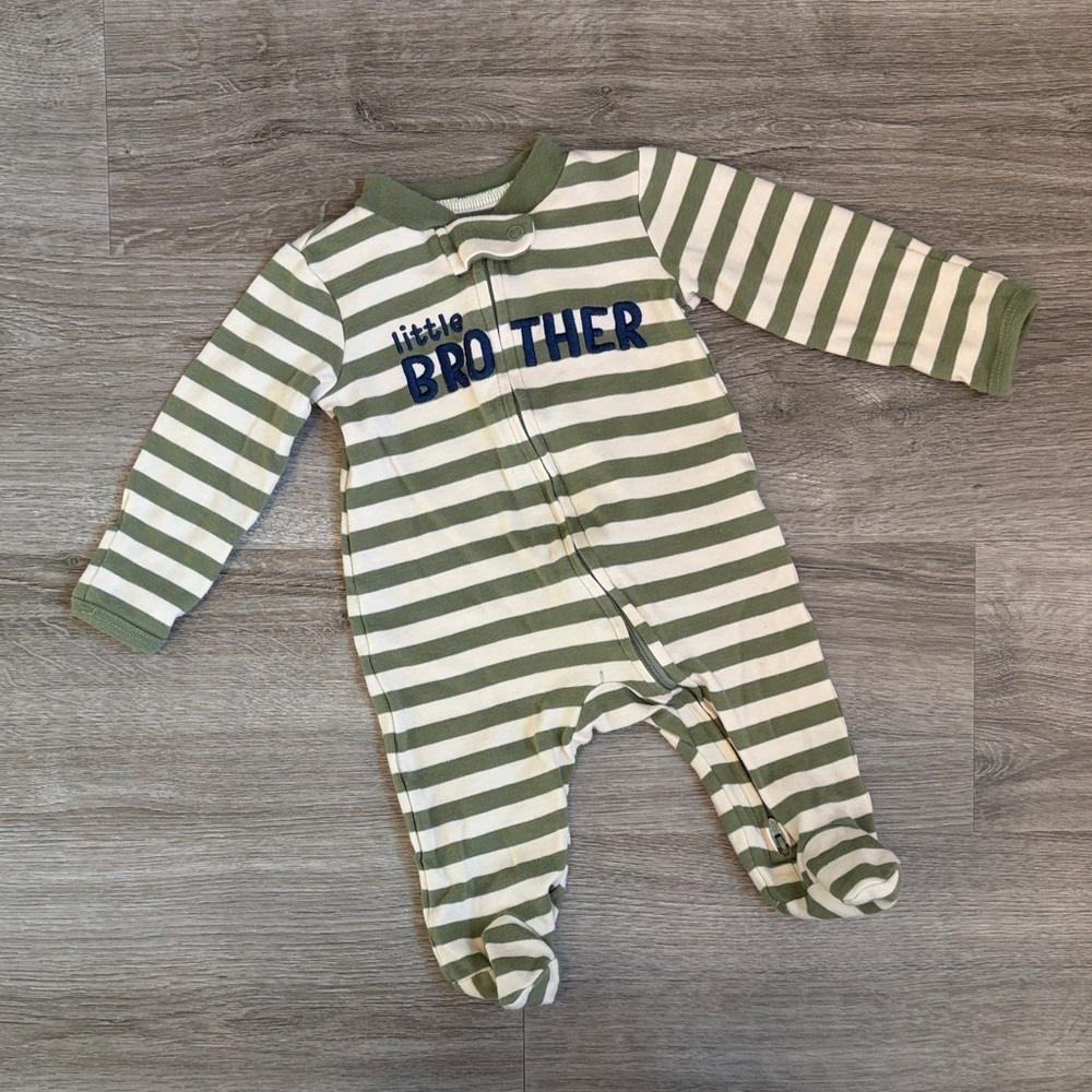 Carter's Little Brother striped zip up footie